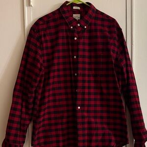 Izod Red and Black Plaid Button Down Shirt
